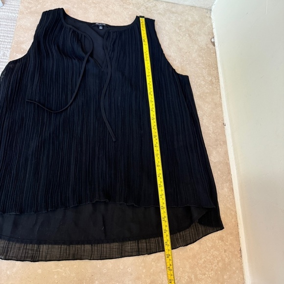 Madewell Pleated Black Sleeveless V Neck Blouse Womens Size XS Layered Chiffon - Picture 12 of 15
